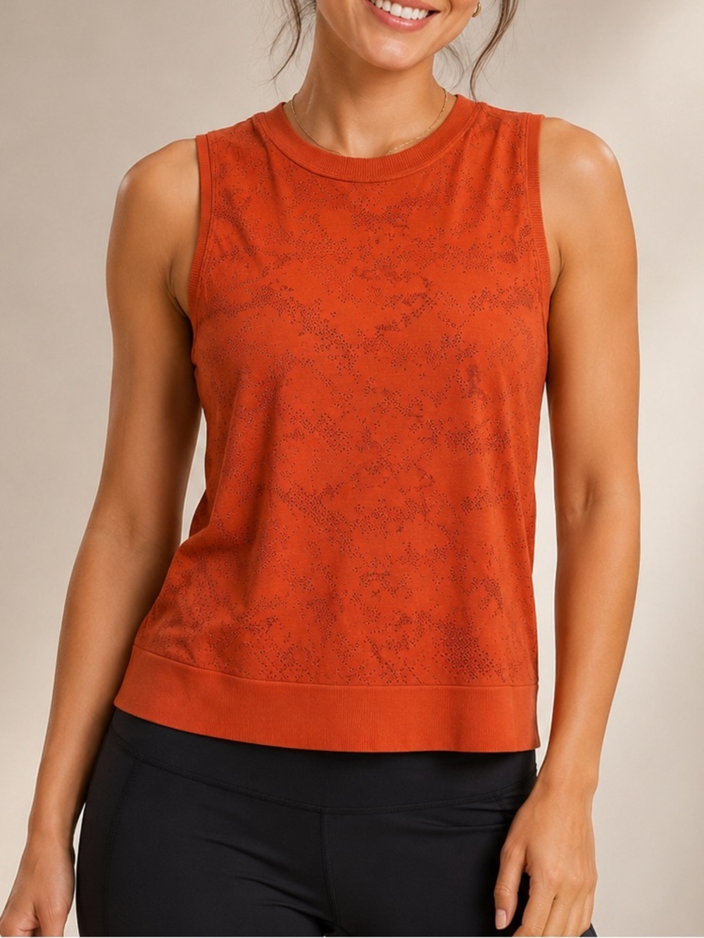 lululemon athletica Orange Sleeveless Knit Tank SMALL 16in pit to pit